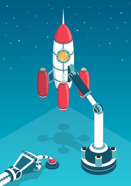 A detailed illustration of a reusable rocket launching from a spaceport, showcasing advanced technology and the potential for cost-effective space travel.