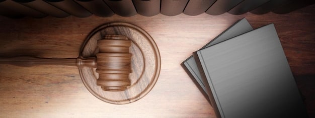A gavel striking down on a stack of legal documents, symbolizing the legal challenges and limitations faced by regulators in controlling dark money in politics. Include elements like law books, scales of justice, and campaign finance reports in the background.