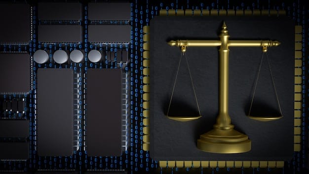 A gavel striking a sound block to portray the judiciary system along with an abstract of scales symbolizing justice. These elements combined represent legal rulings and fair judgment.