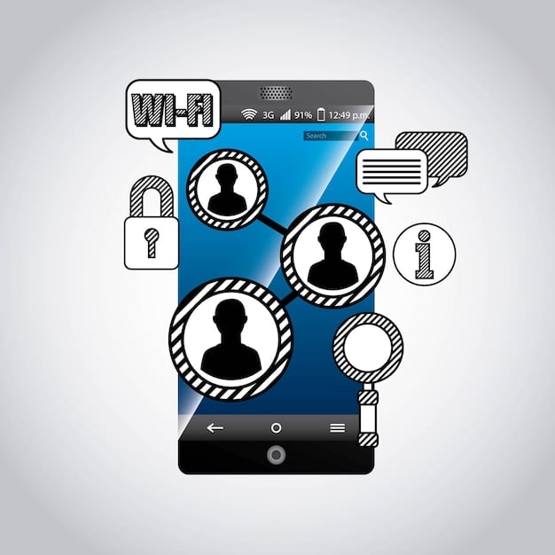 An image displaying a lock symbol superimposed on a chat window, representing secure communication between two individuals. The background has blurred silhouettes of politicians.