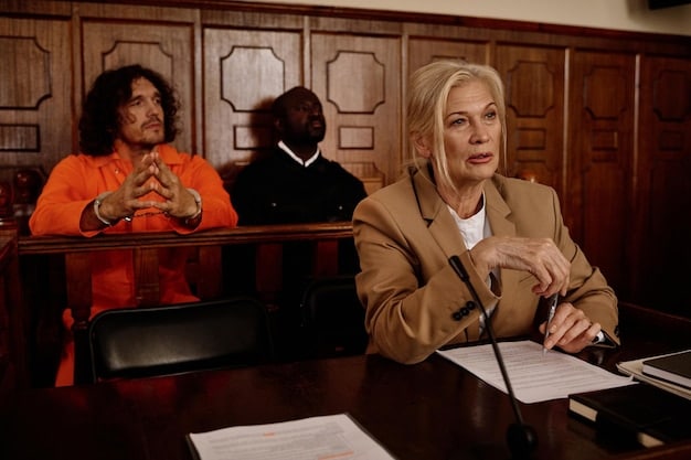 A courtroom scene with lawyers arguing and a defendant looking concerned, symbolizing the legal consequences of congressional investigations.